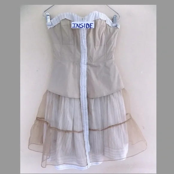 Byron Lars Strapless Dress in Cream and Gray - Picture 5 of 7